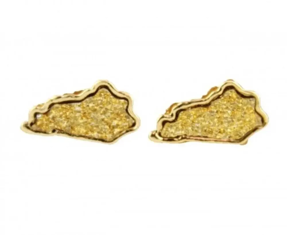 Kentucky Gold Glitter Stud Earrings